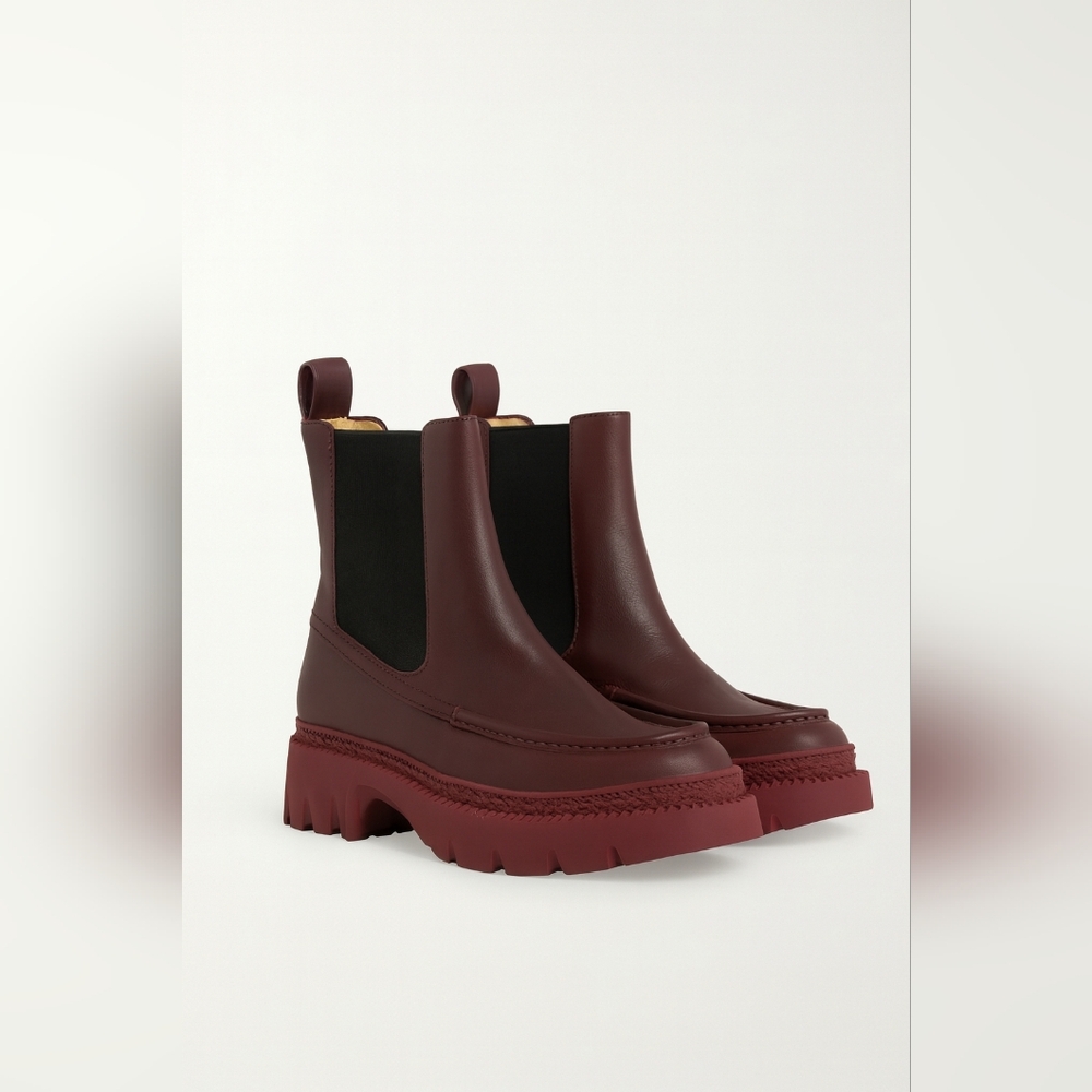Coach Joey Bootie – Burgundy Leather Platform Chelsea Boots